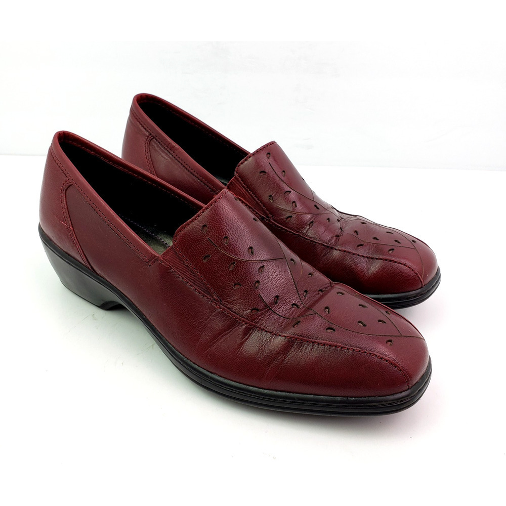 Aravon By New Balance Kiley Womens Size 8 B Red Leather Slip On Comfort Shoes